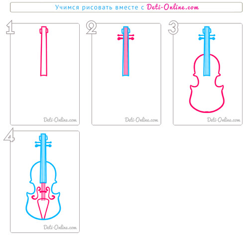 Скрипка рисунок поэтапно (50 фото)