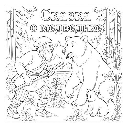 Раскраска Сказка о медведихе