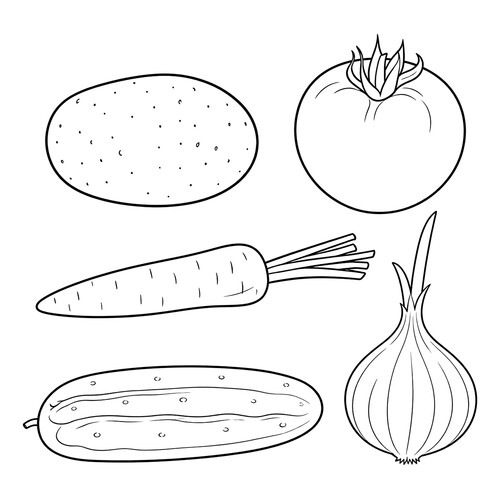 Раскраска Пять овощей