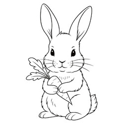 Раскраска Кролик с морковкой
