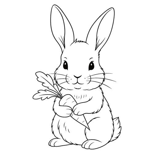 Раскраска Кролик с морковкой