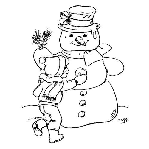 Мальчик украшает своего Снеговика