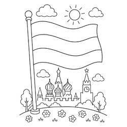 Флаг России и Кремль для детей