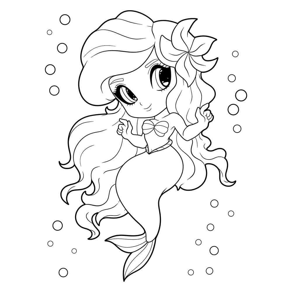 Раскраска Милая русалка для дошкольников распечатать или скачать