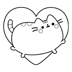 Раскраска Пушин на фоне сердечка