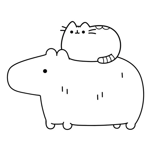 Раскраска Пушин Кэт и капибара