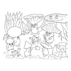 Раскраска Семья грибов в лесу