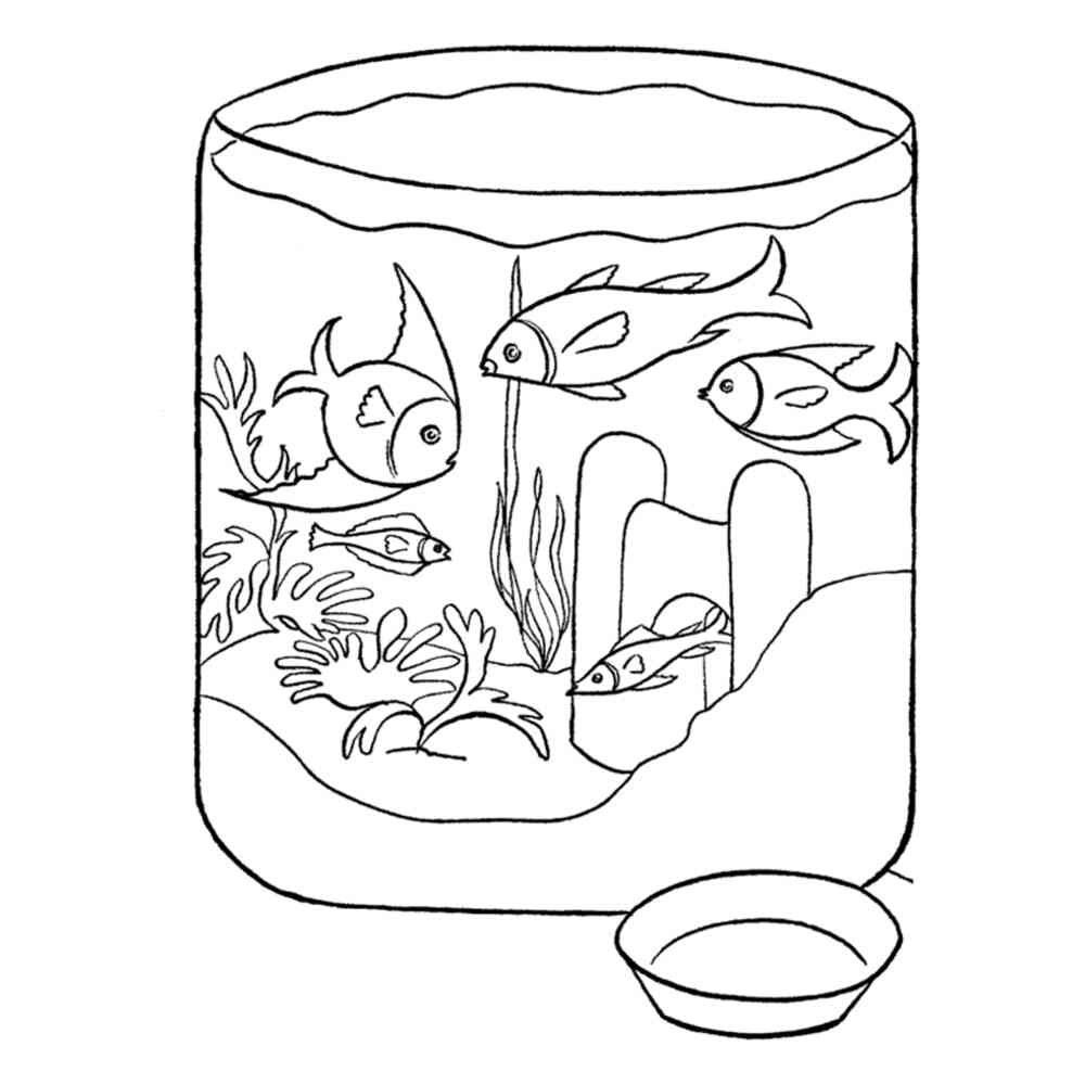 Аквариум с рыбками рисунок карандашом - 57 фото