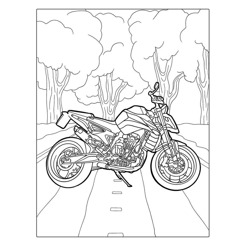 Раскраска мультфильм мотоцикл для детей
