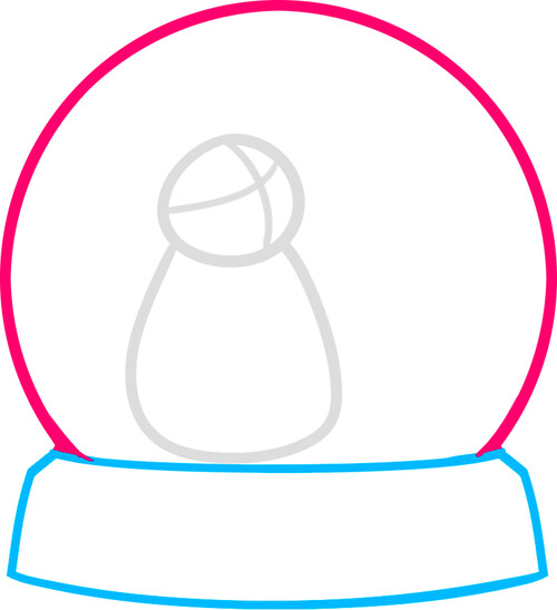 Как нарисовать снеговика в снежном шаре 3