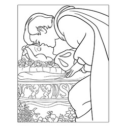 Раскраска Принц целует Белоснежку