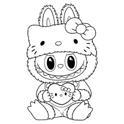 Лабубу Хеллоу Китти с пушистым сердечком