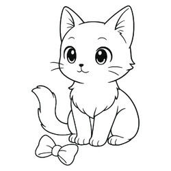 Кошка и игрушка-бантик