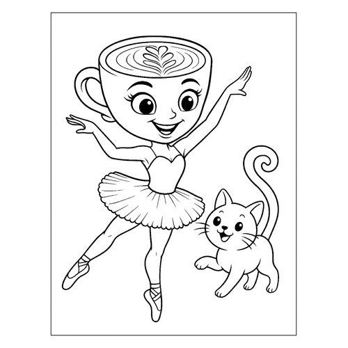Раскраска Балерина Капучино и котик