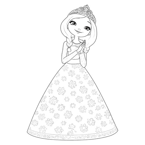 Раскраска Царевна Алёнка в праздничном платье
