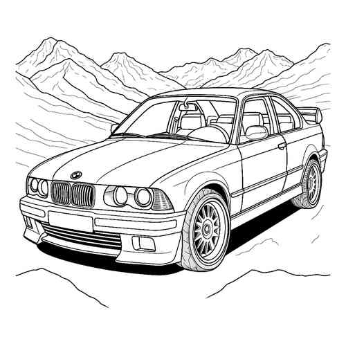 Раскраска Спорткар БМВ M3 GTR | распечатать раскраски для детей