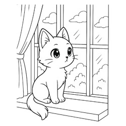 Домашняя кошка на подоконнике