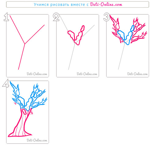 Как нарисовать зимнее дерево