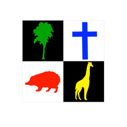 Контрастная карточка Дерево, крест, ёжик
