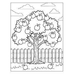 Раскраска Яблоня с яблоками