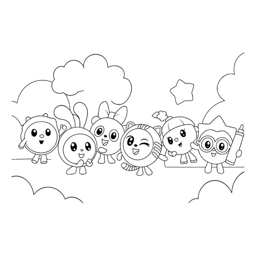 Раскраска Малышарики в облачках