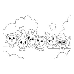 Раскраска Малышарики в облачках