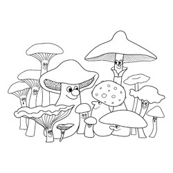 Раскраска Мультяшные грибы