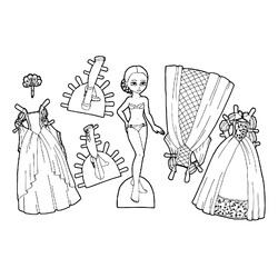 Бумажная кукла с набором бальных платьев