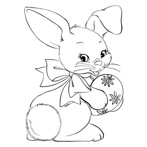 Кролик с раскрашенным пасхальным яйцом
