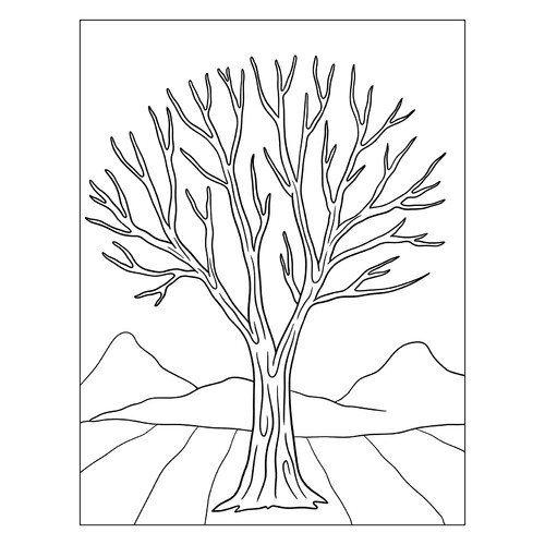 Раскраска Голое дерево зимой