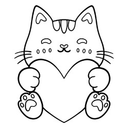 Раскраска Котик с сердечком