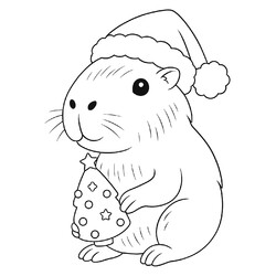 Малышка капибара с ёлочкой