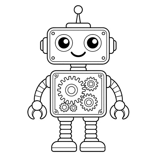 Раскраска Робот с шестерёнками