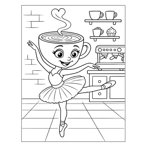 Раскраска Балерина Капучино на кухне