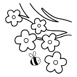 Раскраска Пчёлка опыляет цветы