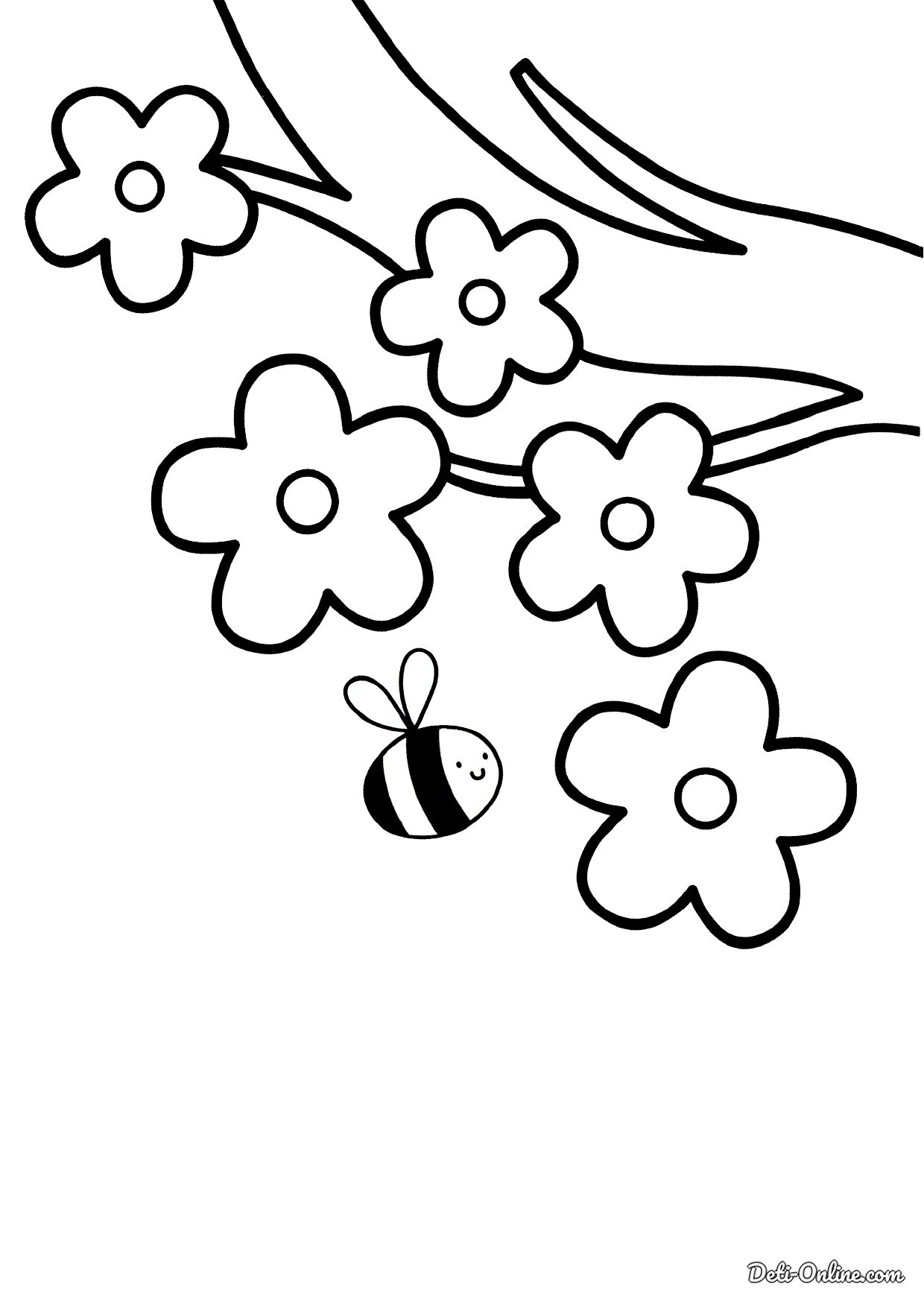 Пчела на цветке рисунок