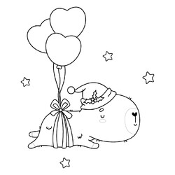 Раскраска Капибара с шариками на Новый год