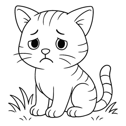 Раскраска Котик расстроился