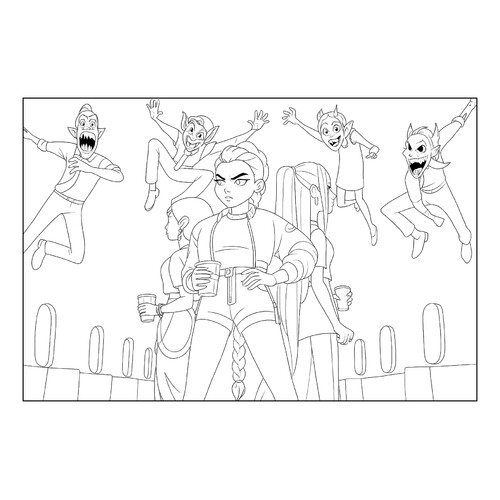 Раскраска Демоны нападают на Хантрикс