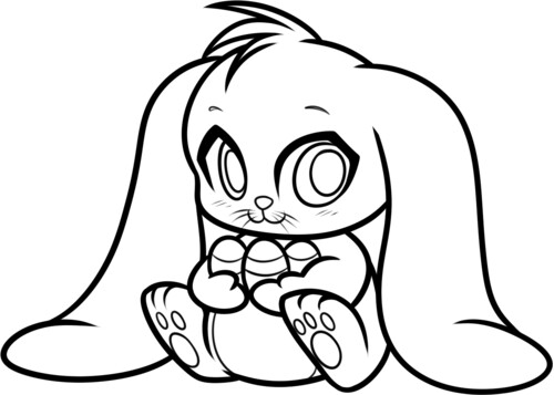 Раскраска Чиби пасхальный кролик