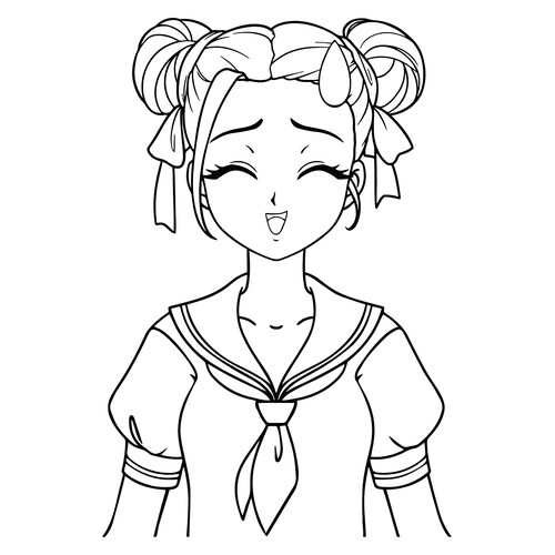 Раскраска Аниме девушка в школьной форме