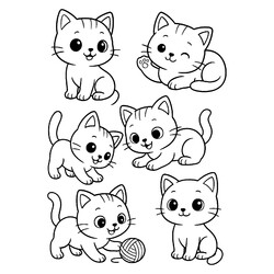 Шесть котят в разных позах