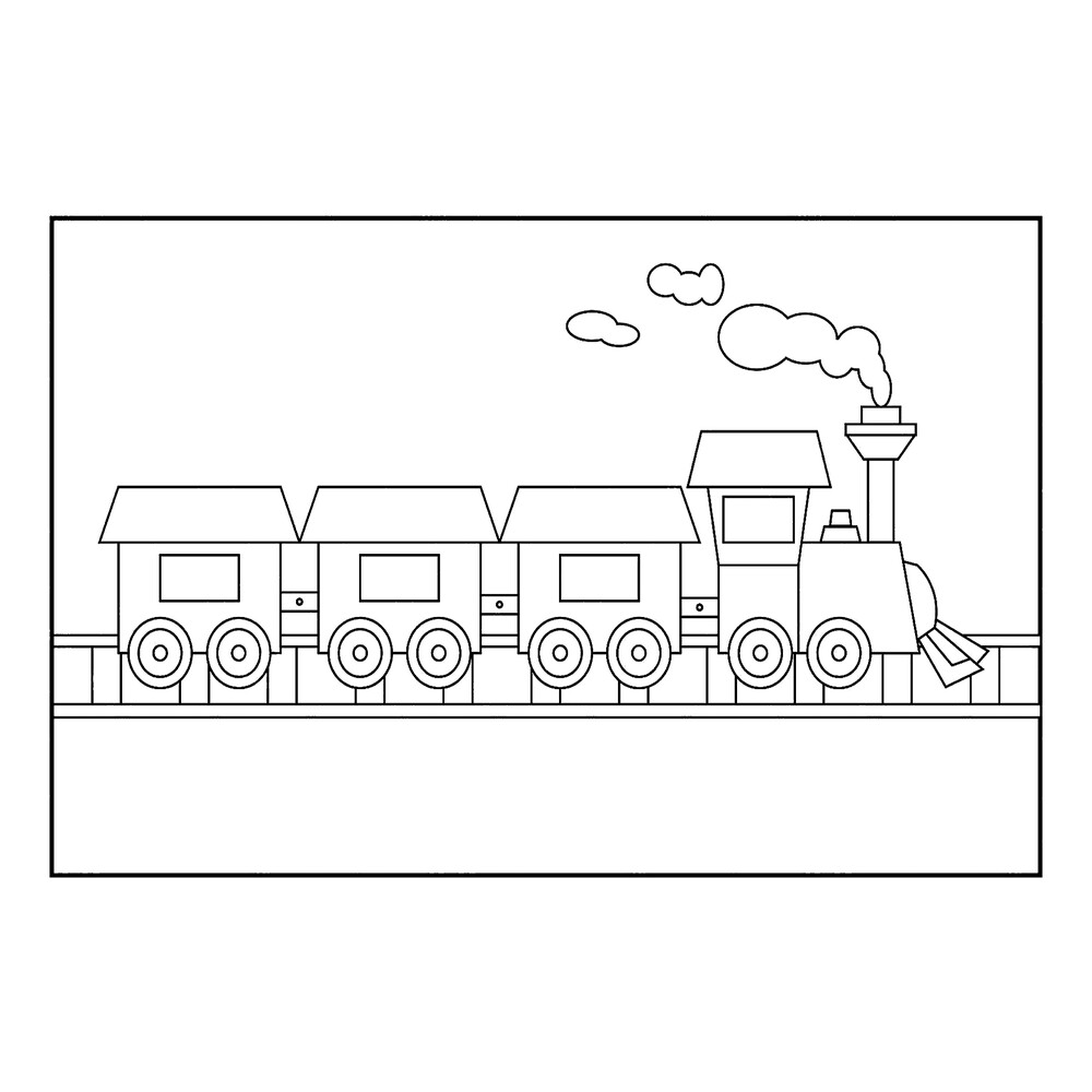 Раскраска «Поезд и паровоз»