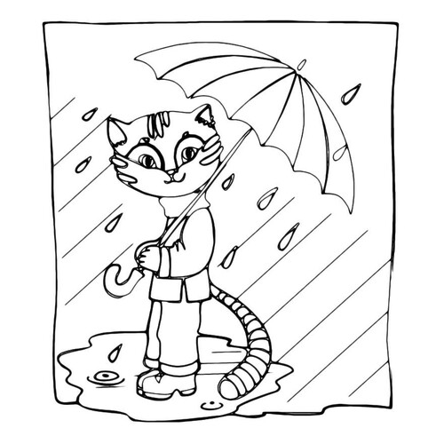 Кот в сапогах под зонтом
