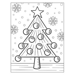 Рождественская елка и подарки в стиле линии раскраски сгенерировано ai