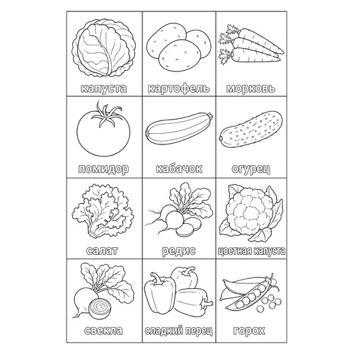 Раскраска Овощное ассорти