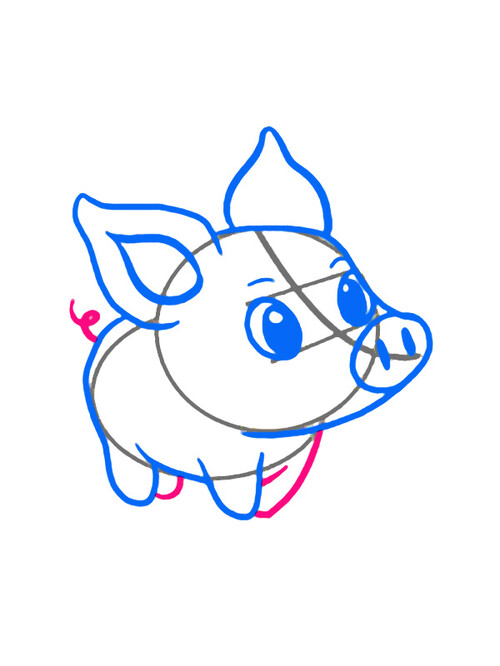 Как нарисовать свинью символ 2019 года 6