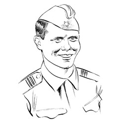 Раскраска Портрет советского солдата