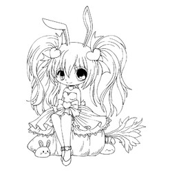 Раскраска Аниме девушка-кролик
