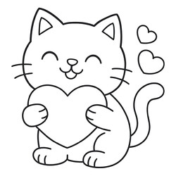 Котик обнимает сердечко